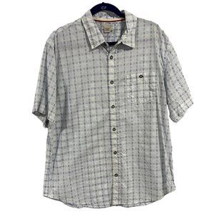 Carbon 2 Cobalt Blue White Checked Short‎ Sleeve Cotton Shirt Men's Size L